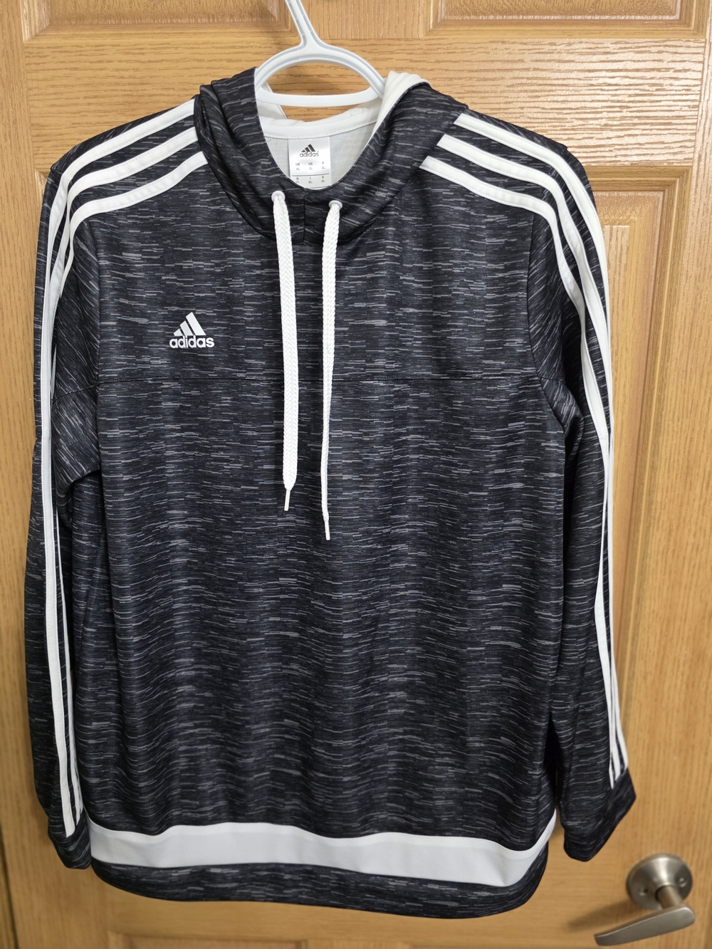 adidas Black Space-Dyed Hoodie with White Stripes